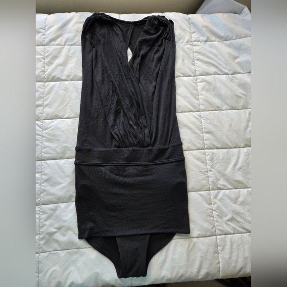 LULULEMON Size XS Solid Black One-Piece Leotard TONIGHT'S THE NIGHT Faux Wrap - Picture 1 of 5